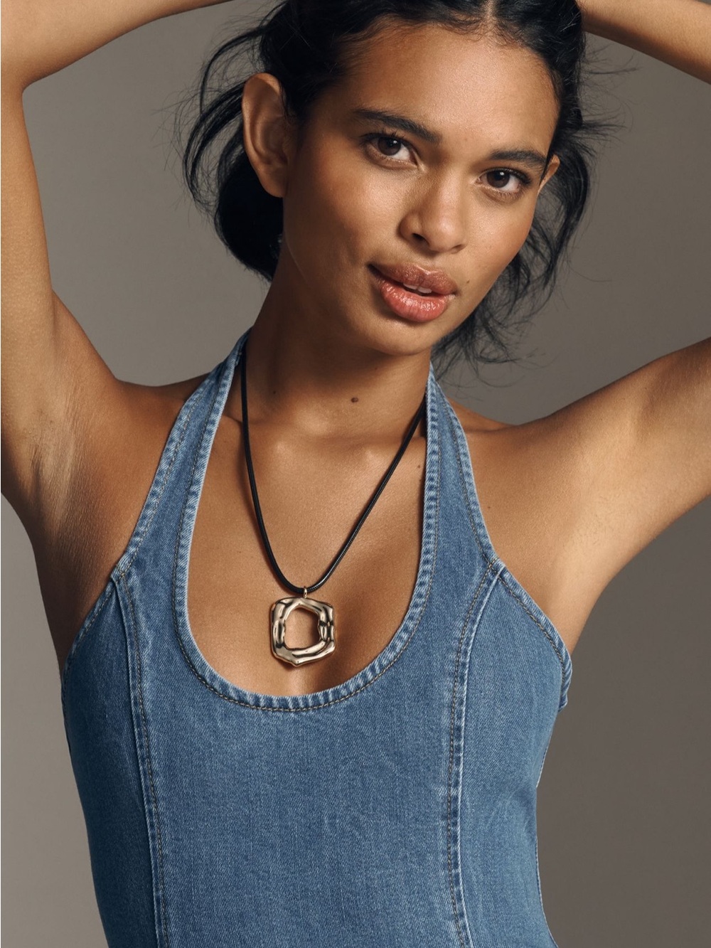 SOVERE Elodie Halter-Neck Denim Maxi Dress - Picture 5 of 9